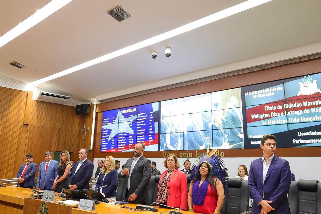 Assembleia homenageia os ministros Wellington Dias, Sônia Guajajara e Cida Gonçalves. Em destaque aqui na Portfólio Vip